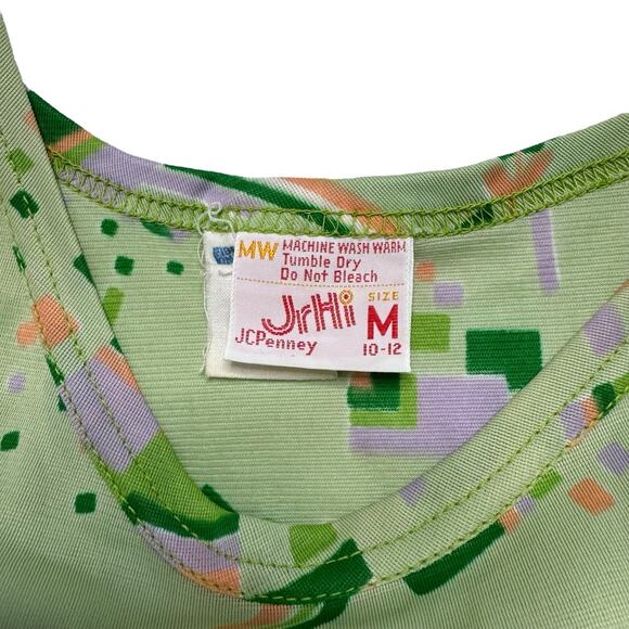 Vintage 60s Mod Green Geometric Print Triacetate Tank Top Size Medium JC Penney - Picture 6 of 10